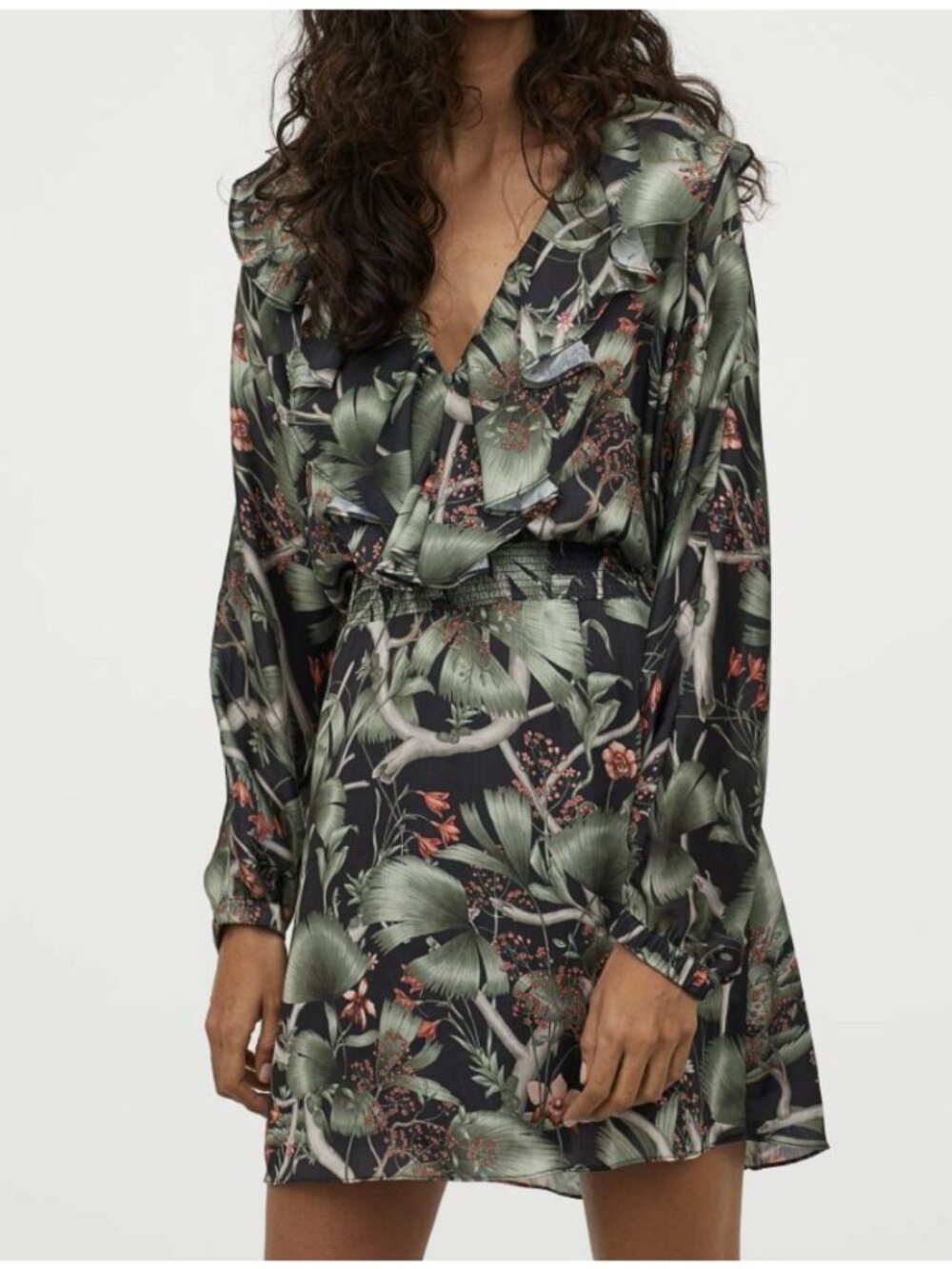 H&M Johanna Ortiz sz Small Patterned Dress with Flounce
